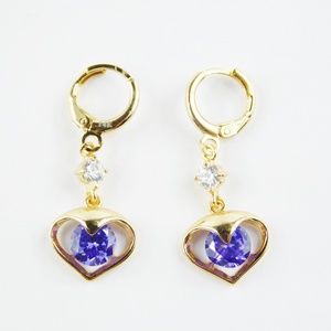 Amethyst Heart 14K Earrings